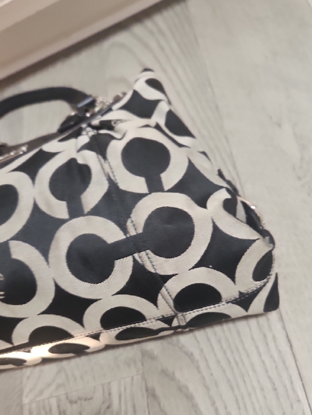 Coach Black & Gray Signature Tote Shoulder Bag - Picture 9 of 15